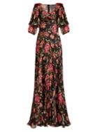 Dolce & Gabbana Rose-print V-neck Chiffon Gown