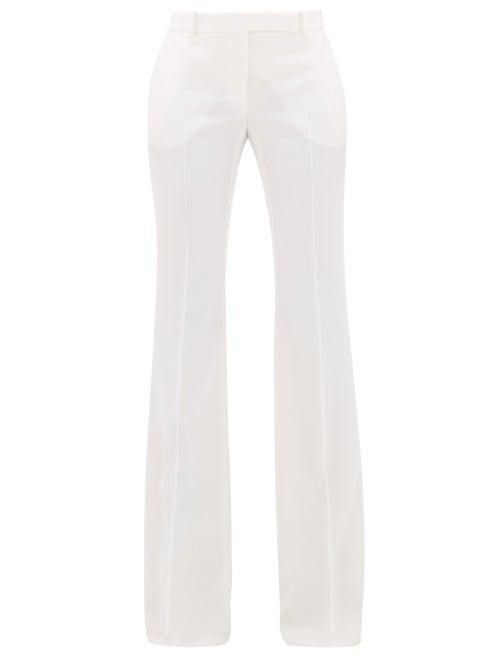 Matchesfashion.com Alexander Mcqueen - Flared Virgin Wool Trousers - Womens - Ivory