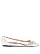 Matchesfashion.com Jimmy Choo - Mirele Crystal-embellished Leather Ballet Flats - Womens - Silver