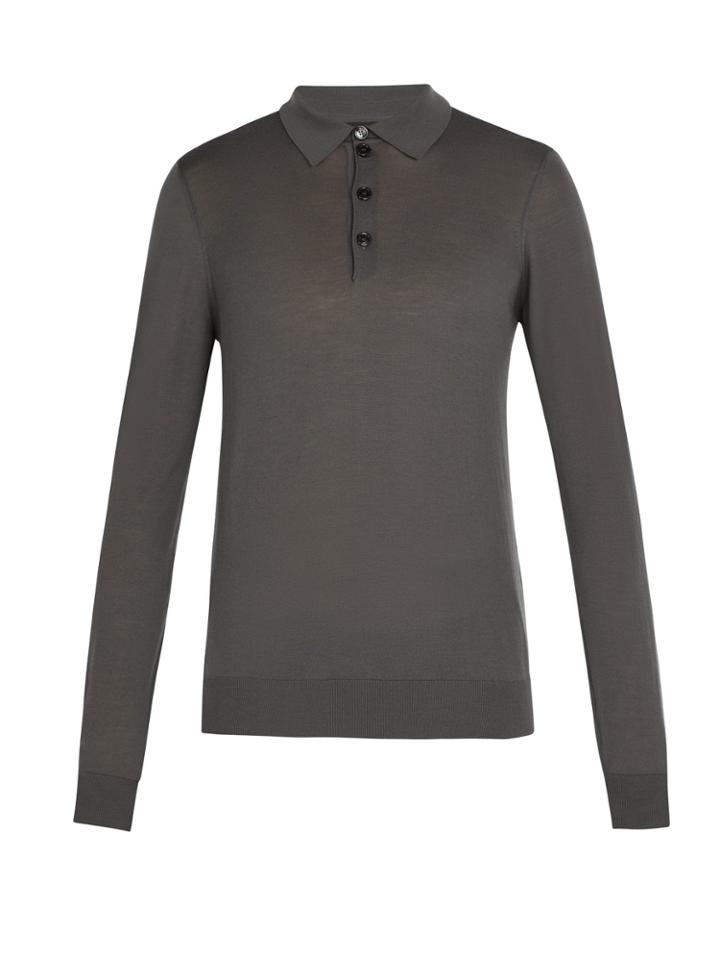 Giorgio Armani Fine-knit Wool Polo Shirt