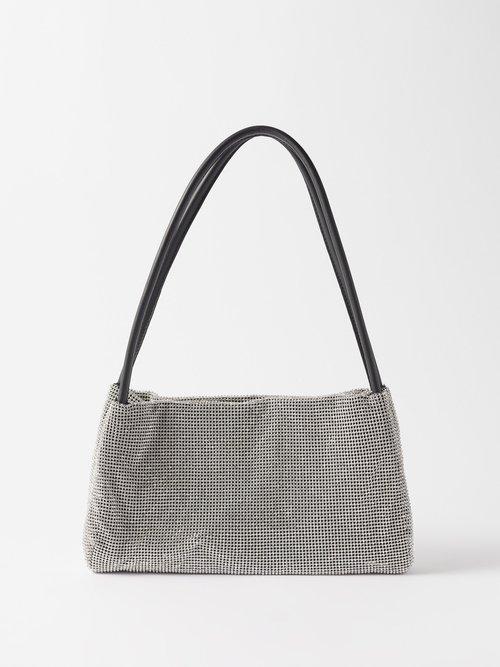 Staud - Penny Embellished Faux-leather Shoulder Bag - Womens - Silver