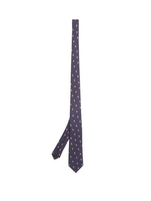 Matchesfashion.com Gucci - Gg And Pineapple Silk-jacquard Tie - Mens - Navy