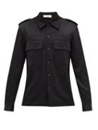 Matchesfashion.com Sfr - Lukey Shoulder-epaulette Satin Shirt - Mens - Black