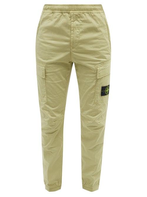 Mens Rtw Stone Island - Logo-pocket Cotton-blend Twill Cargo Trousers - Mens - Beige
