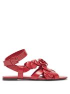 Matchesfashion.com Valentino Garavani - Atelier Petal-effect Leather Sandals - Womens - Dark Red