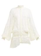 Matchesfashion.com Ann Demeulemeester - Floral Embroidered Cotton Blend Gauze Blouse - Womens - Cream