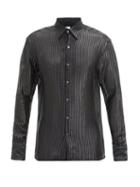 Matchesfashion.com 73 London - Sheer And Glitter-striped Silk-blend Twill Shirt - Mens - Black Multi