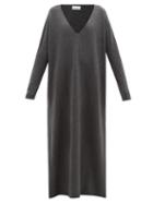 Raey - Clean V-neck Knit Dress - Womens - Charcoal