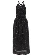 Three Graces London - Soleil Embroidered Cotton Midi Dress - Womens - Black White