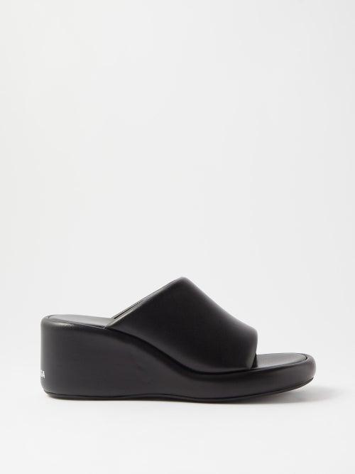 Balenciaga - Rise 50 Platform Leather Sandals - Womens - Black