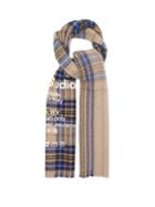 Matchesfashion.com Acne Studios - Logo-print Checked Virgin-wool Scarf - Womens - Blue Multi