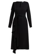 Matchesfashion.com Osman - Ellen Ruffled Tie Waist Crepe Dress - Womens - Black