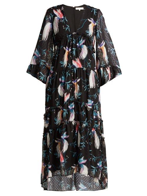 Matchesfashion.com Borgo De Nor - Idris Chiffon Maxi Dress - Womens - Black Print