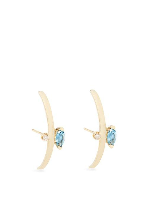 Matchesfashion.com Loren Stewart - Diamond, Topaz And Yellow Gold Earrings - Womens - Blue