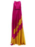 Matchesfashion.com Roksanda - Maluka Contrast Panel Silk Satin Gown - Womens - Pink Multi