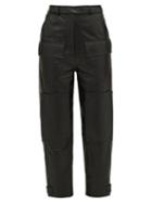 Matchesfashion.com Symonds Pearmain - High Rise Leather Cargo Trousers - Womens - Black