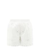 Matchesfashion.com Redvalentino - Sangallo-embroidered Cotton-blend Poplin Shorts - Womens - White