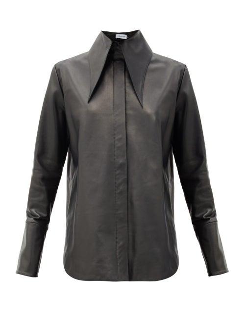 Matchesfashion.com 16arlington - Seymour Point-collar Leather Shirt - Womens - Black