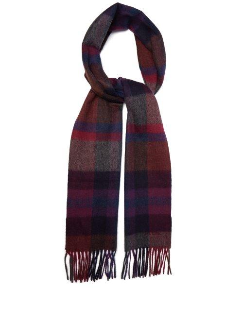 Matchesfashion.com Paul Smith - Checked Cashmere Scarf - Mens - Purple