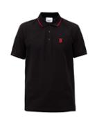 Matchesfashion.com Burberry - Logo-embroidered Icon-stripe Cotton Polo Shirt - Mens - Black