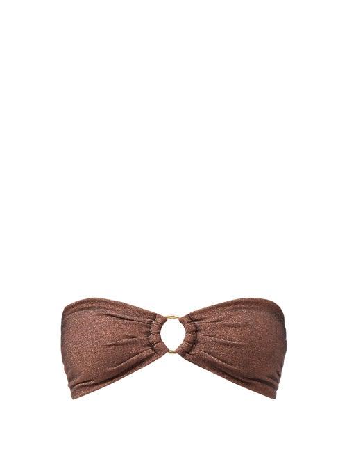 Sara Cristina - Ring-embellished Bandeau Bikini Top - Womens - Brown