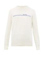 Matchesfashion.com A.p.c. - Logo Intarsia Cotton Blend Sweater - Mens - Cream
