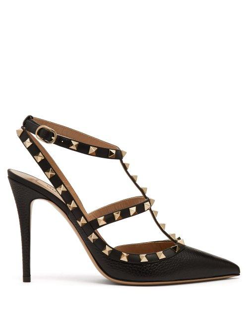 Matchesfashion.com Valentino - Rockstud Grained Leather Pumps - Womens - Black