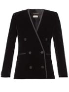 Matchesfashion.com Saint Laurent - Double-breasted Velvet Jacket - Womens - Black