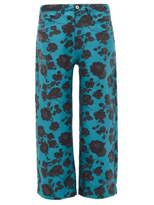 Matchesfashion.com Marques'almeida - Floral-jacquard Wide-leg Jeans - Womens - Blue Multi