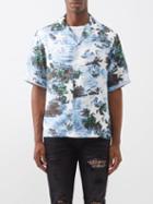 Amiri - Short-sleeved Tropical-print Silk-twill Shirt - Mens - Blue Multi