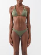 Raquel Diniz - Halterneck Triangle Bikini Top - Womens - Green