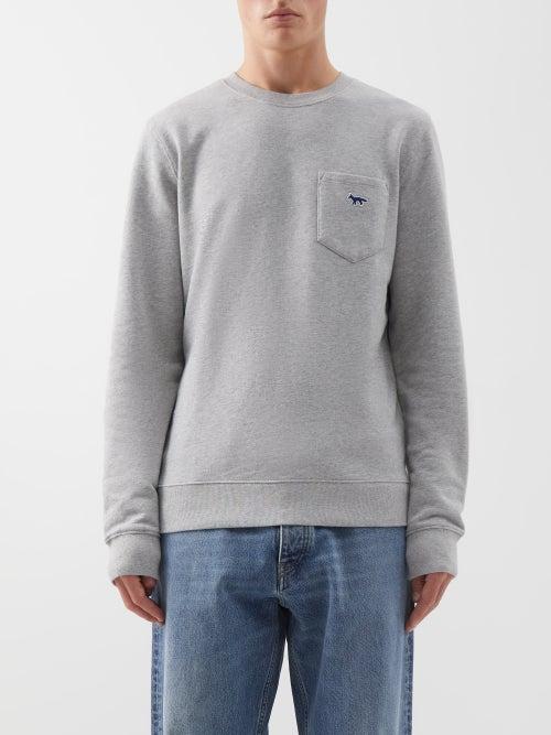 Maison Kitsun - Fox-patch Cotton-jersey Sweatshirt - Mens - Grey