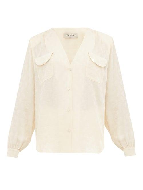 Matchesfashion.com Blaz Milano - Whisper Paisley Jacquard Silk Blouse - Womens - Cream