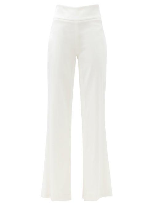 Matchesfashion.com Galvan - High-rise Crepe Flared-leg Trousers - Womens - White