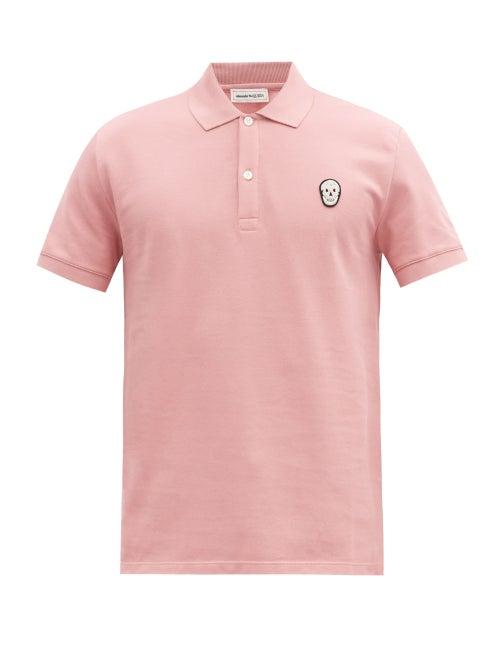 Matchesfashion.com Alexander Mcqueen - Skull-embroidered Cotton-piqu Polo Shirt - Mens - Pink