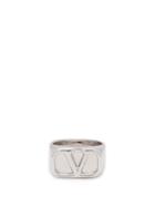 Matchesfashion.com Valentino - Go Logo Embossed Silver Tone Ring - Mens - Silver
