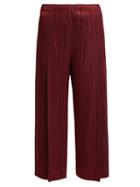Matchesfashion.com Pleats Please Issey Miyake - Mid Rise Pleated Trousers - Womens - Burgundy
