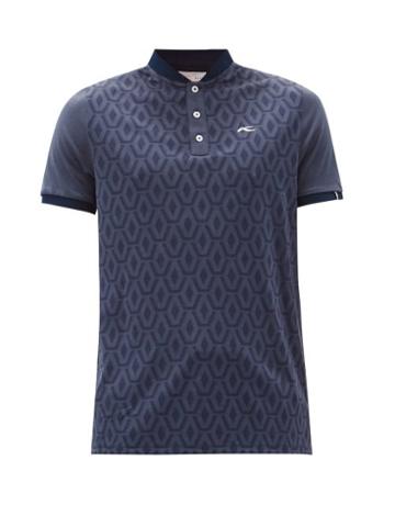 Matchesfashion.com Kjus - Lance Geometric-jacquard Jersey Henley T-shirt - Mens - Navy