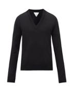 Mens Rtw Bottega Veneta - V-neck Wool-blend Sweater - Mens - Black