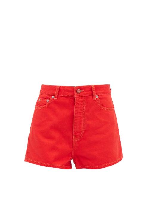 Ganni - Overdyed Denim Shorts - Womens - Orange
