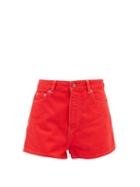 Ganni - Overdyed Denim Shorts - Womens - Orange