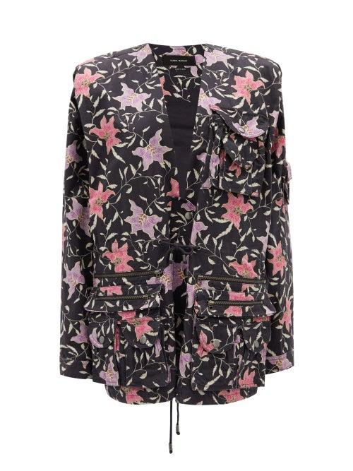Matchesfashion.com Isabel Marant - Galdino Floral-print Cotton Jacket - Womens - Black Multi