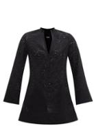 Matchesfashion.com Three Graces London - Verity Paisley Broderie-anglaise Poplin Mini Dress - Womens - Black
