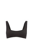 Matchesfashion.com Solid & Striped - The Elle Leopard-jacquard Scoop-neck Bikini Top - Womens - Black Print