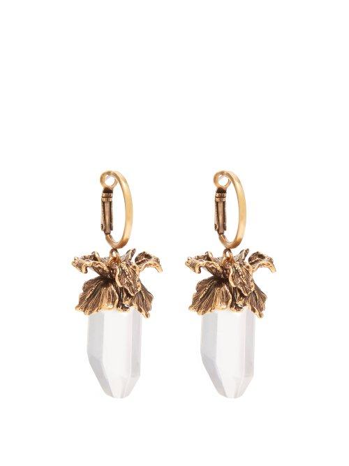 Matchesfashion.com Alexander Mcqueen - Iris Pendant Drop Earrings - Womens - Clear