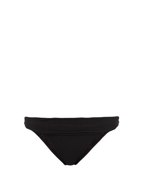 Heidi Klein - Fold-over Ribbed Recycled-fibre Bikini Briefs - Womens - Black
