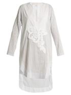Lila Eugénie 1813 V-slit Striped Cotton-blend Shirt