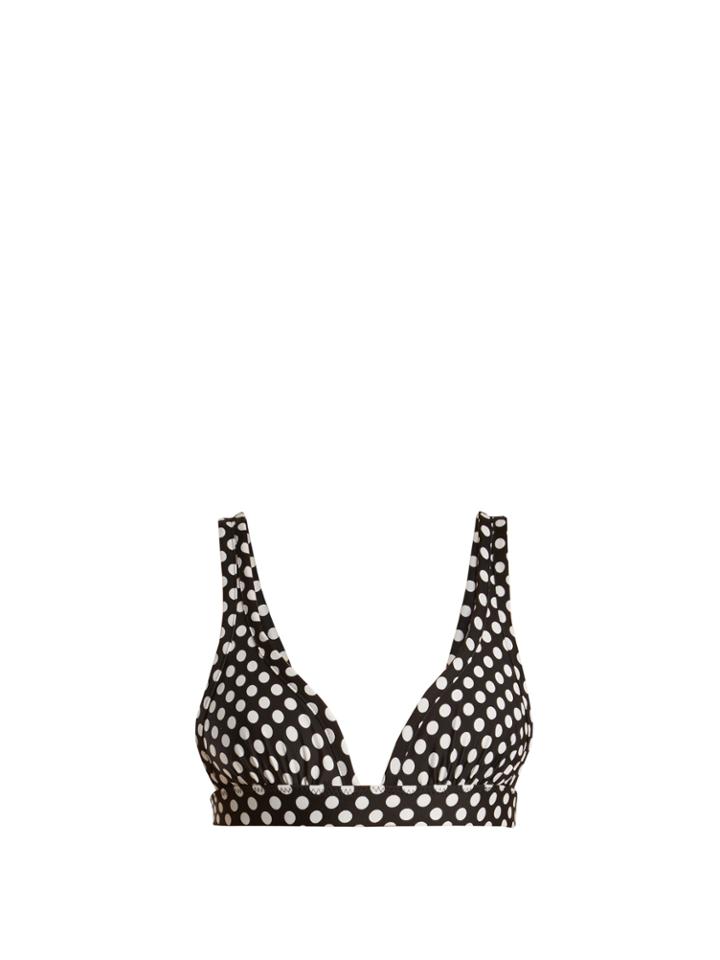 Norma Kamali 17 Banded Polka-dot Print Bikini Top
