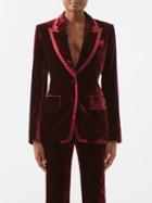 Tom Ford - Single-breasted Velvet Suit Jacket - Womens - Burgundy