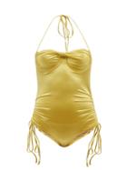 Ladies Beachwear Isa Boulder - Tornado Halterneck Twist-front Swimsuit - Womens - Gold